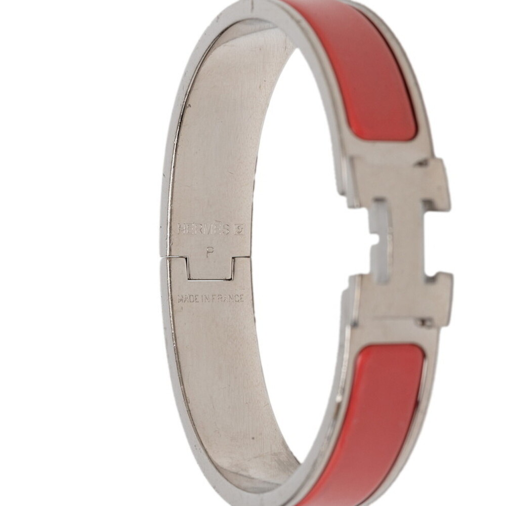 Hermes Click H PM Enamel Bracelet Bangle Pink Silver Metal Women's HERMES - Picture 5 of 5